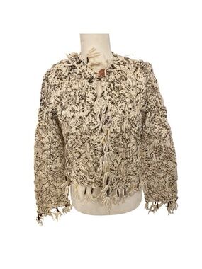 Sandy Starkman Crochet Fringe Beaded Boho Jacket NWT Crochet Art To Wear